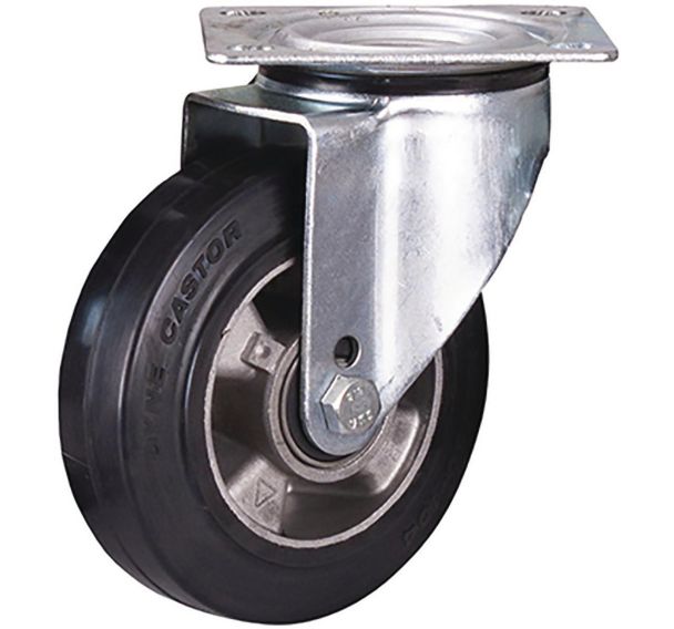Roulette pivotante en caoutchouc élastique plein, 160 x 50 mm, noir