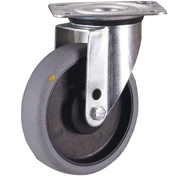 Roulette pivotante en caoutchouc plein ESD, 125 x 32 mm, gris