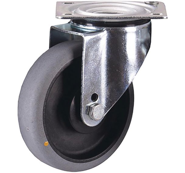 Roulette pivotante en caoutchouc plein ESD, 160 x 40 mm, gris