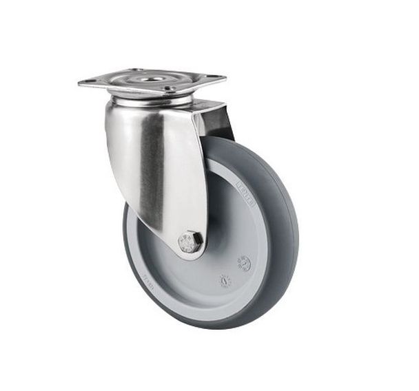 Roulette pivotante inox 100 kg à platine diamètre 125 mm