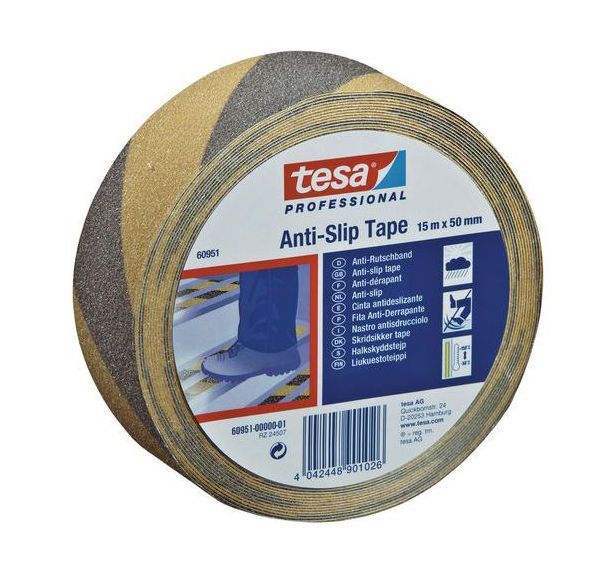 Ruban adhésif antidérapant noir/jaune 15 m x 50 mm