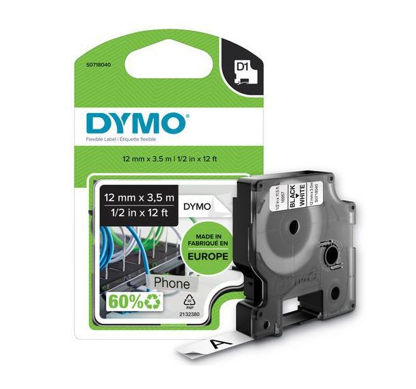 Ruban d'étiquette autocollante D1 en Nylon Flexible - Dymo