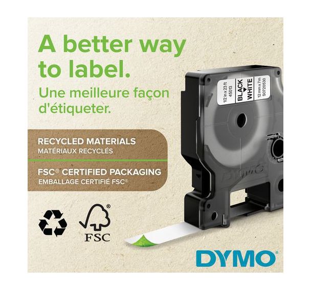 Ruban d'étiquette autocollante en Polyester D1 Permanent - Dymo