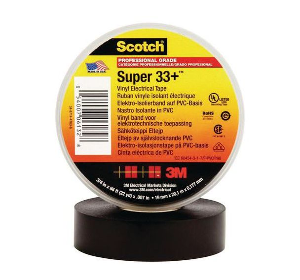 Ruban isolant électrique Scotch Super 33+ 6,1m x 19mm - 3M