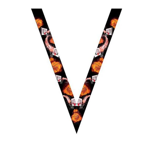 Ruban médaille noir avec logo de basket - 30mm