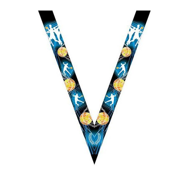 Ruban médaille noir et bleu avec logo d'amitié - 30mm