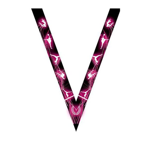 Ruban médaille noir et rose avec logo de gym femme - 30mm