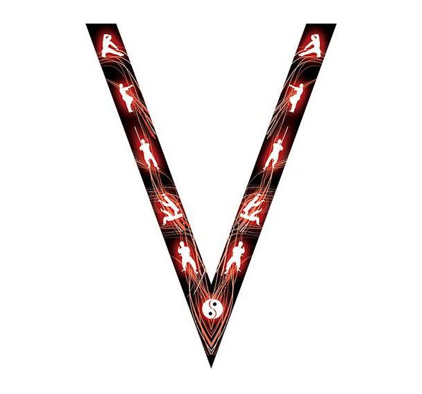 Ruban médaille noir et rouge avec logo de karate - 30mm