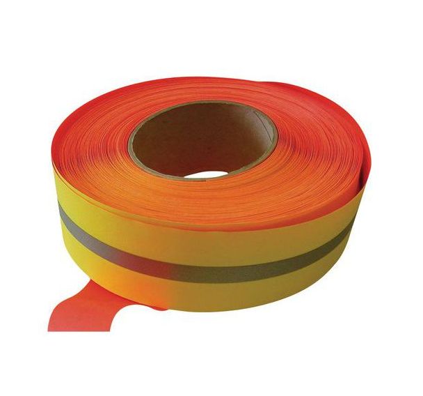 Ruban textile 1 face fluo rouge jaune +10mm retro