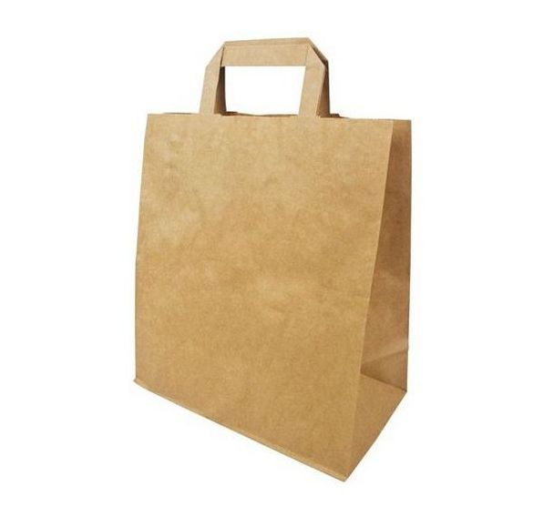 Sac cabas kraft brun avec poignées plates - 70gr/m - Lot de 250