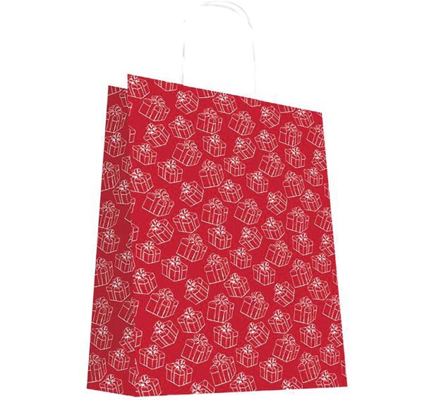 Sac cabas kraft rouge 32x42cm