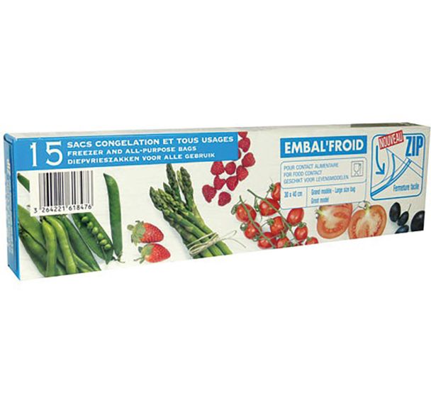 Sac congelation zip 30x40 grand modele x15