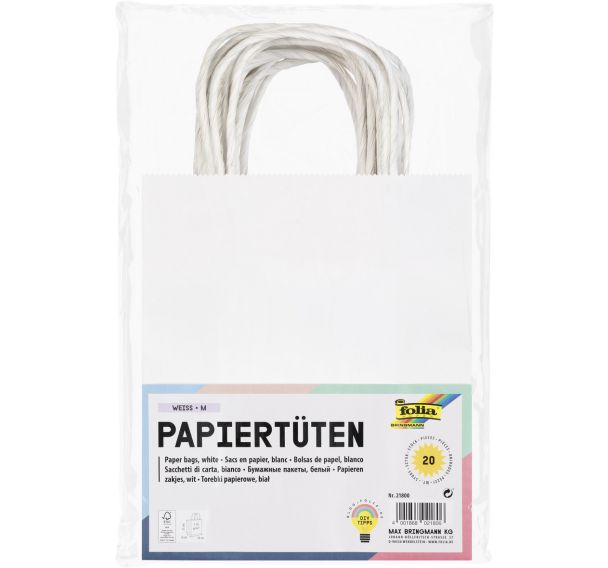Sac en papier blanc vergé à décorer (Lot de 20)