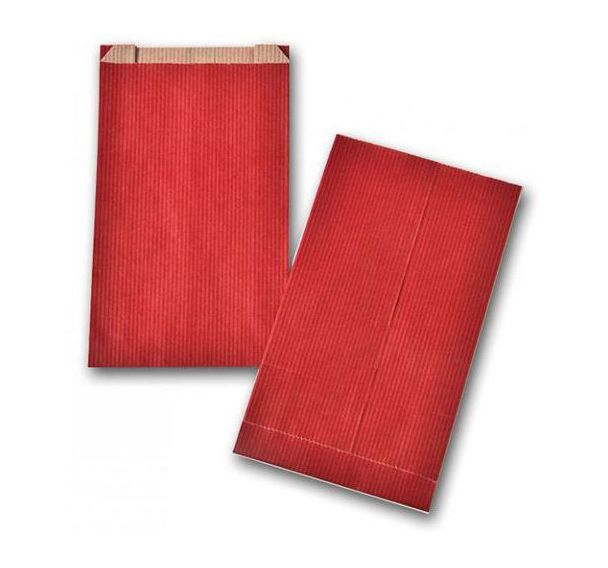 Sac papier kraft rouge à soufflet 60g 24 x 41 cm (Paquet de 250)