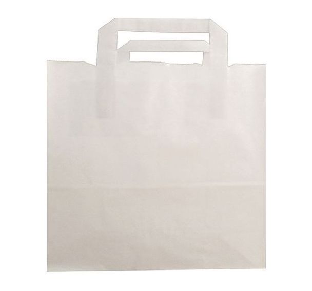Sac poignées plates - Kraft blanc 80 grs neutre