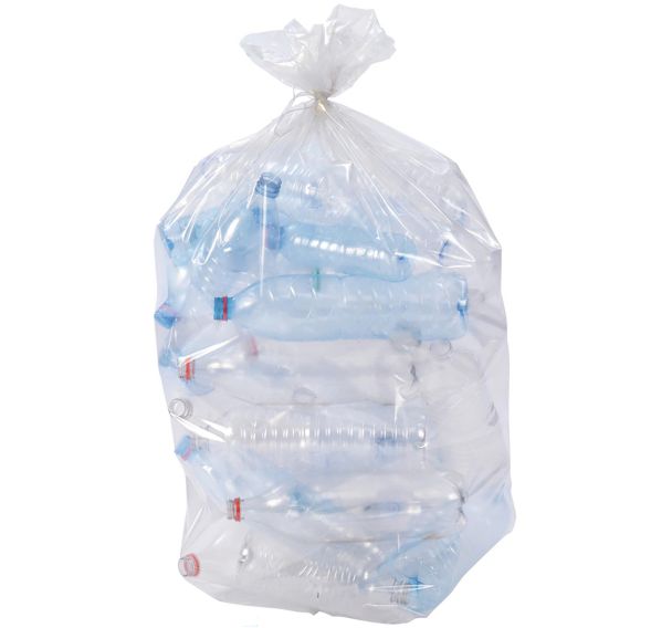 Sac poubelle transparent avec lien de fermeture - Jetsac