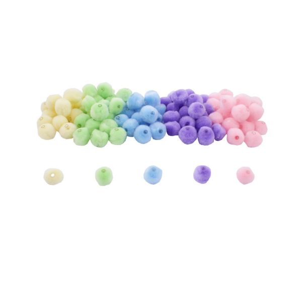 Sachet 100 perles pompons pastel dia 20mm