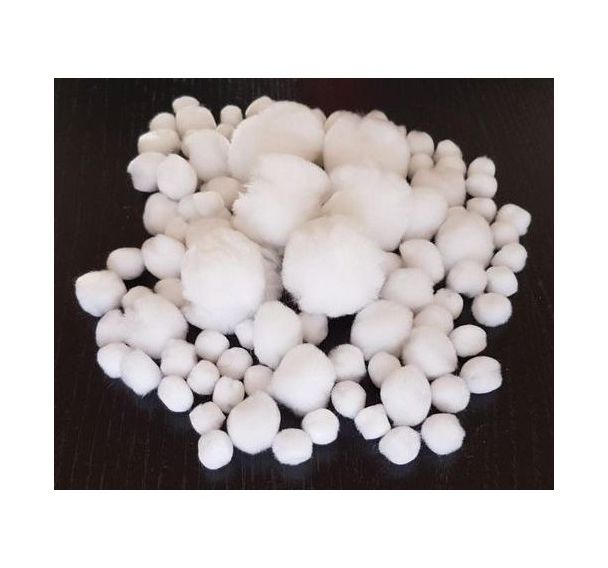 Sachet 100 pompons blancs tailles assorties Ø 10 à 45 mm