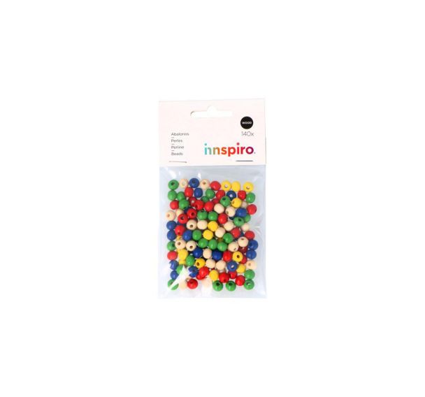 Sachet 140 perles bois rondes multicolores 8 mm