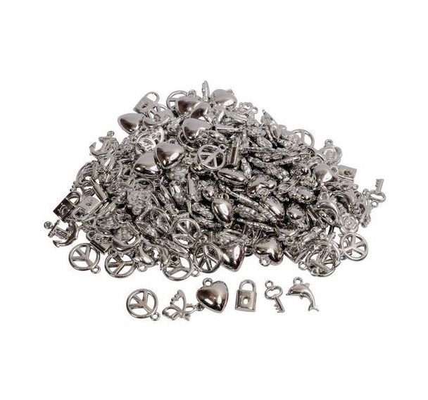 Sachet 200 perles breloque argent env. 15mm