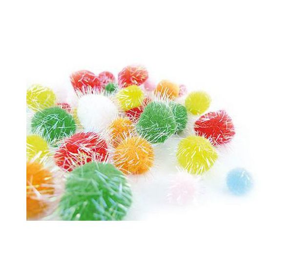 Sachet 200 pompons à paillettes