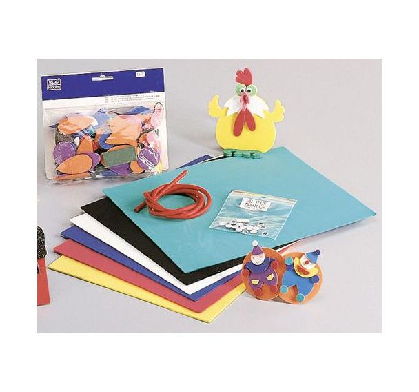 Sachet 200 rondelles différents diamètres caoutchouc mousse, couleurs assorties