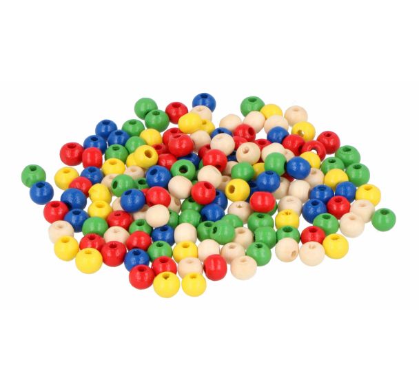 Sachet 215 perles bois rondes multicolores 6 mm