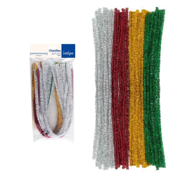 Sachet 50 chenilles scintillantes Ø 9 mm couleurs assorties