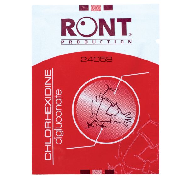 Lot de 100 serviettes de chlorhexidine 0,2% sachet-Ront