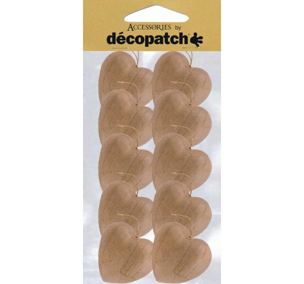 Sachet de 10 cœurs avec cordon 3x10,5x24cm (Lot de 8)