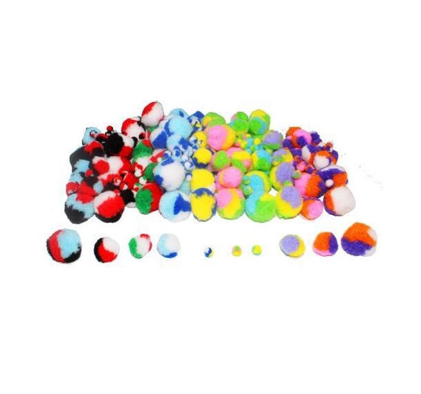 Sachet de 200 pompons tricolores ø 1 à 3,5 cm
