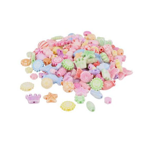 Sachet de 2 000 perles en plastique, formes assorties