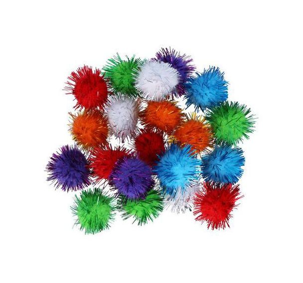 Sachet de 50 pompons brillants couleurs assorties Ø50mm
