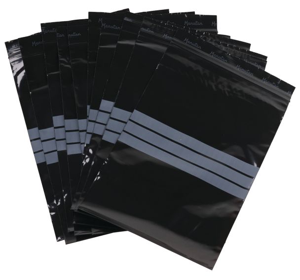 Sachets zip - Noir à bandes blanches 50 µm - Manutan Expert