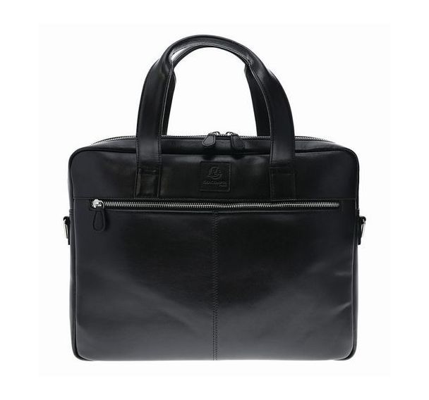 Sacoche pour ordinateur en cuir noir - Exacompta