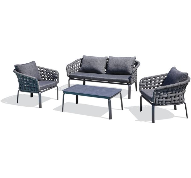 Salon bas jardin Camargue 4 places gris anthracite