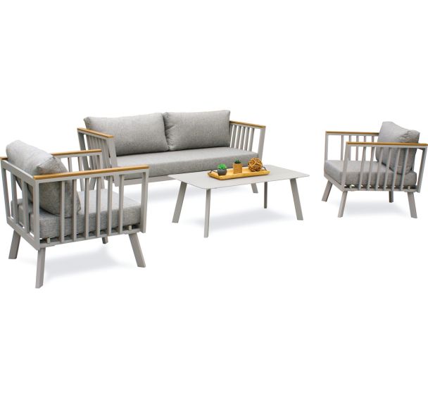 Salon bas jardin Napoli 5 places gris