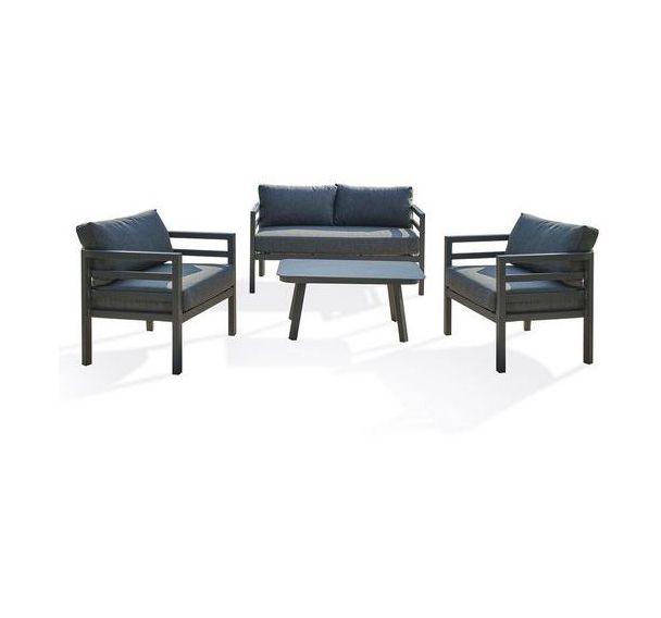 Salon de jardin Lisbonne 4 places gris anthracite