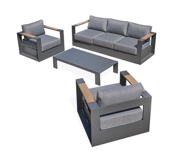 Salon de jardin Mandelieu 5 places gris anthracite