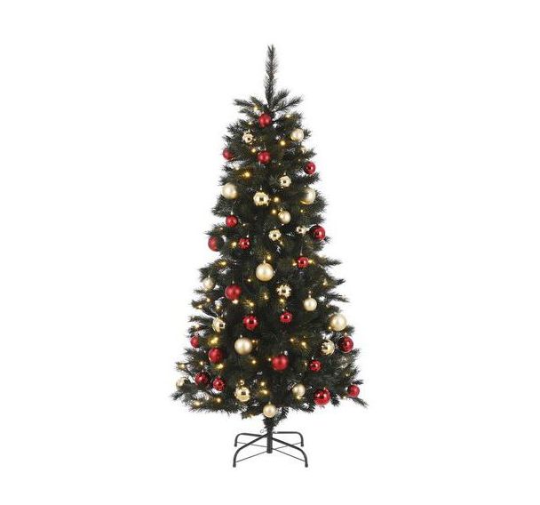 Sapin de Noël Voss led 140L- 48 décorations or/rouge