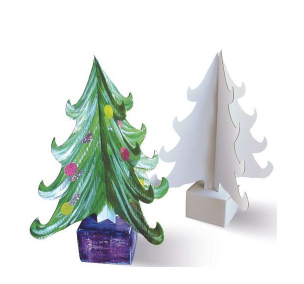 Sapin en carton blanc à monter et à décorer (Lot de 10)