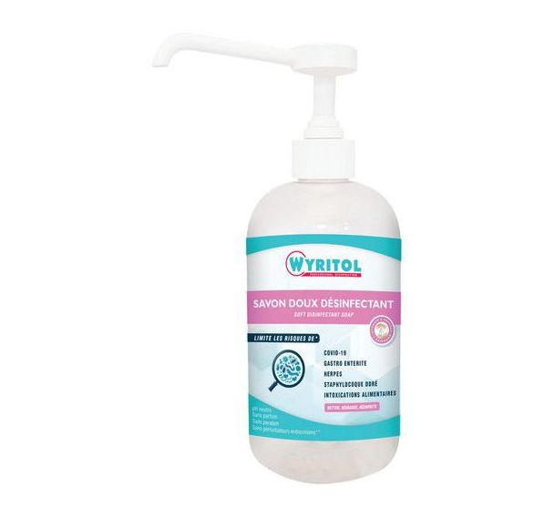 Savon liquide désinfectant avec pompe 500ml - Wyritol