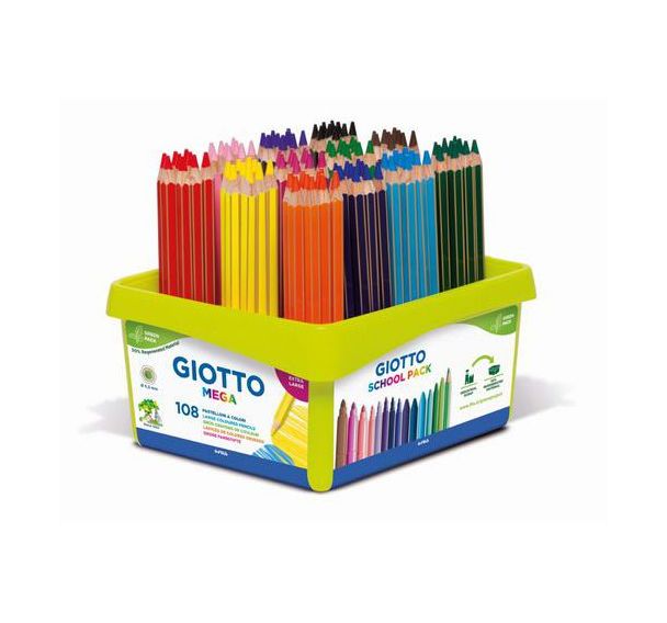 Schoolpack 108 crayons de couleurs Giotto Méga mine Ø 5,5 mm