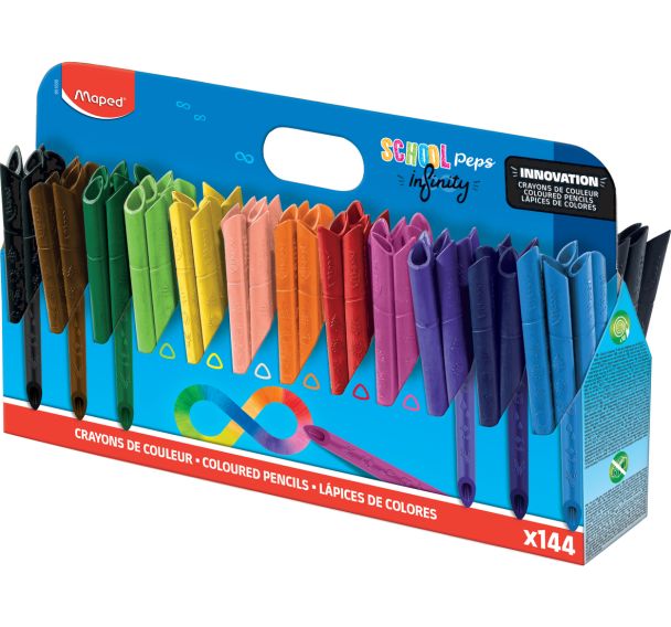 Schoolpack 144 crayons de couleurs SCHOOL'PEPS INFINITY