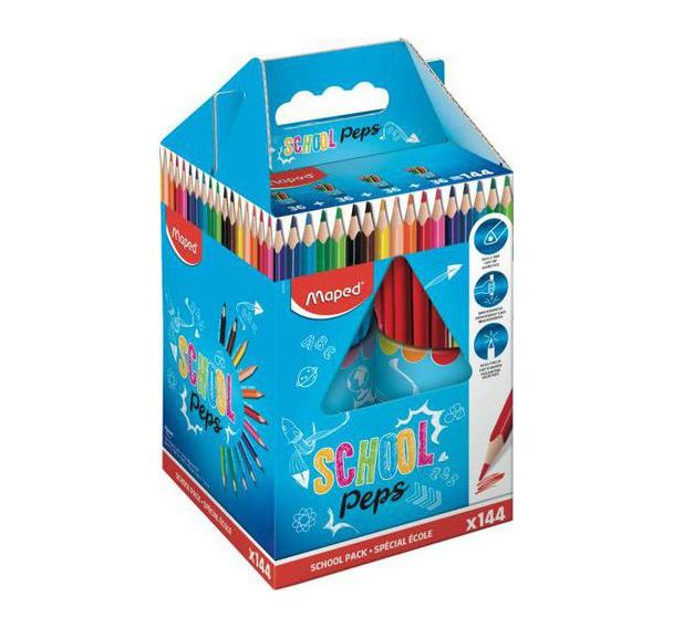 Schoolpack 144 crayons de couleurs en résine Maped 'School Peps'