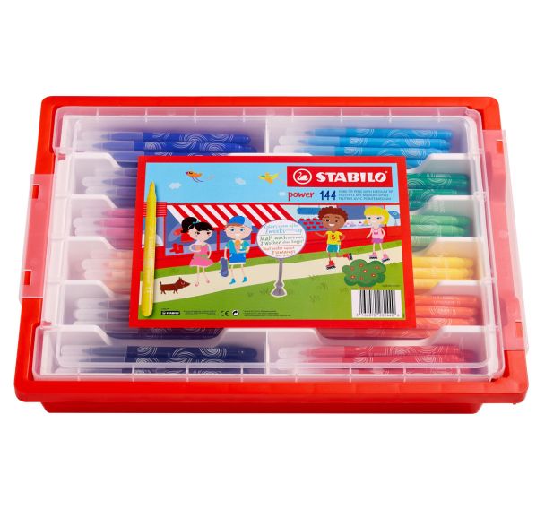 Schoolpack 144 feutres assortis Stabilo Power pointe 2.8 mm