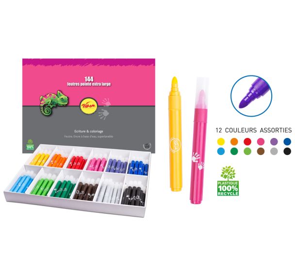 Schoolpack 144 feutres couleurs assorties