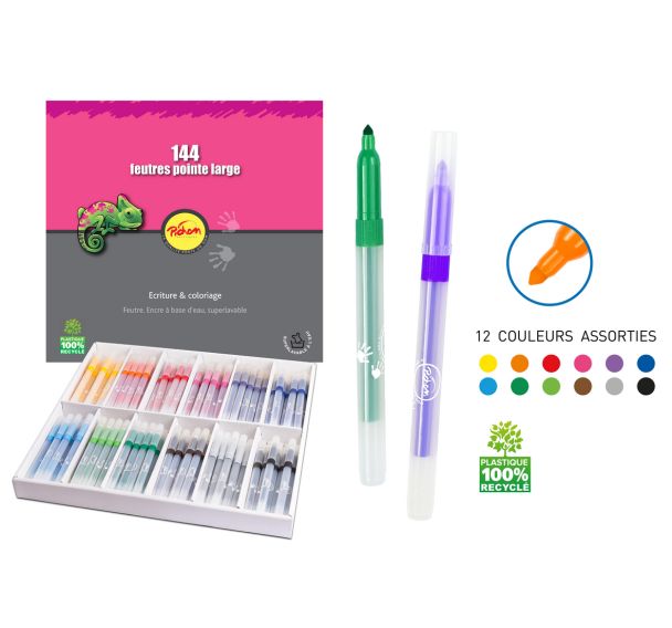 Schoolpack 144 feutres dessin pointe large Pichon