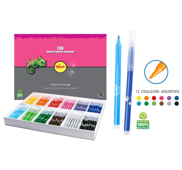 Schoolpack 288 feutres assortis Pichon pointe moyenne 2,7 mm