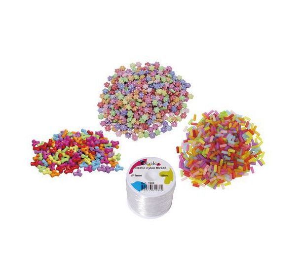Schoolpack 3000 perles bracelets + 50m fil nylon Ø1mm